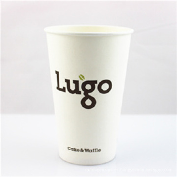 Taza de café de una sola pared de papel impreso personalizado con tapa